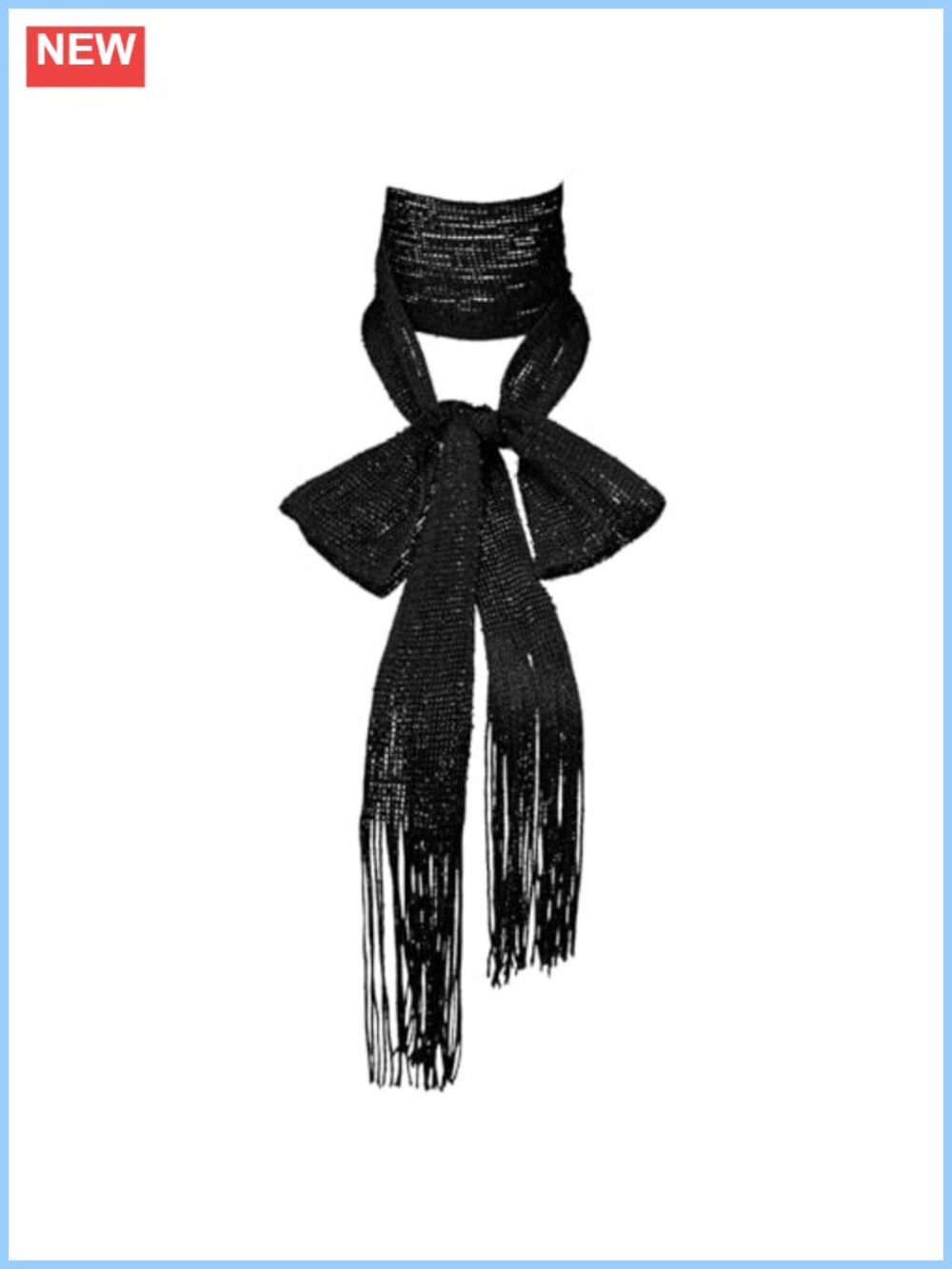 Glitter Fringe Scarf Women Long Skinny Polyester Party Wrap